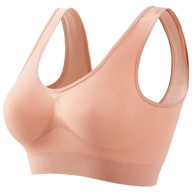 Women Wide Strap Seamless Tank Bra Without Pads Plus Size Knit Sports Bralette Wireless Bra Vest Crop Top Sexy Lingerie S-5XL