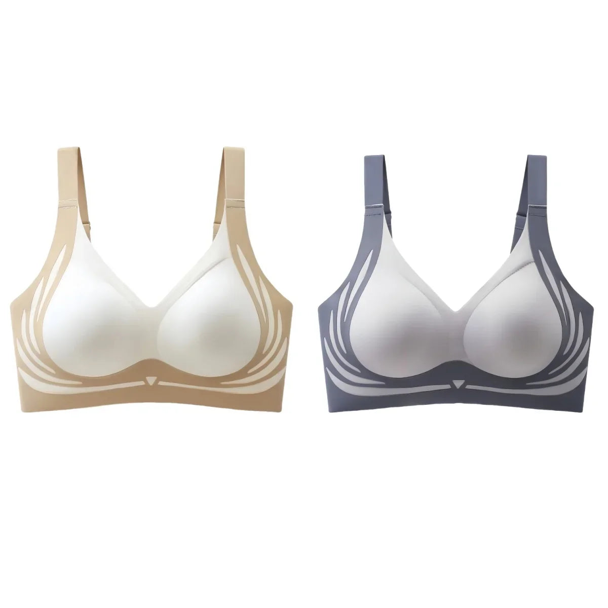 2Pcs/Set Non-wire Push-Up Bras Women's Anti-sagging Lift-up Bra Side Support Adjustable Straps No Show Plus Size Underwear M-4XL