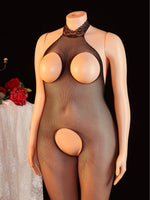Women's Netted Bodysuit Open Crotch High Cut One Piece Teddy Sexy Lingerie Fishnet Leotard Erotic Costume