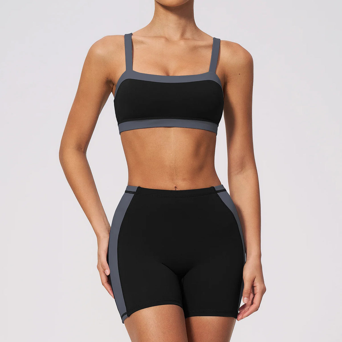 Summer Color Blocking Yoga Suit Women Shockproof Slim Sports Bra High Waist Hip Lift Shorts Gym Running Fitness Sets Tracksuit