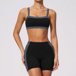 Summer Color Blocking Yoga Suit Women Shockproof Slim Sports Bra High Waist Hip Lift Shorts Gym Running Fitness Sets Tracksuit
