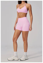 2 Pieces Seamless Yoga Sets Women Solid Color Sports Bra Tight Fitting Peach Buttocks Shorts Fitness Suit Gym Running Tracksuit