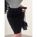 Korean Pure Desire Style Sexy OL High Waist Back Slit Mid Length Skirt Belt School Girl Uniform Fashion Women Mini Skirts UJR8