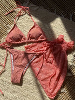with Mesh Sarong Lace Halter High Cut Bikini Female Swimsuit Women Swimwear Three-pieces Bikini Set Bathing Suit Swim Beachwear