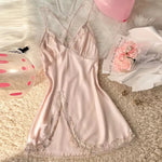 Two-piece lace patchwork women's Nightdress sexy and comfortable pajama set for women