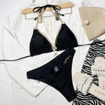 DEKA Women Brazilian Chain Bikini Set New Sexy Solid Two Pieces Push Up Swimsuit Female High Waist Swimwear Bathing Suit Summer