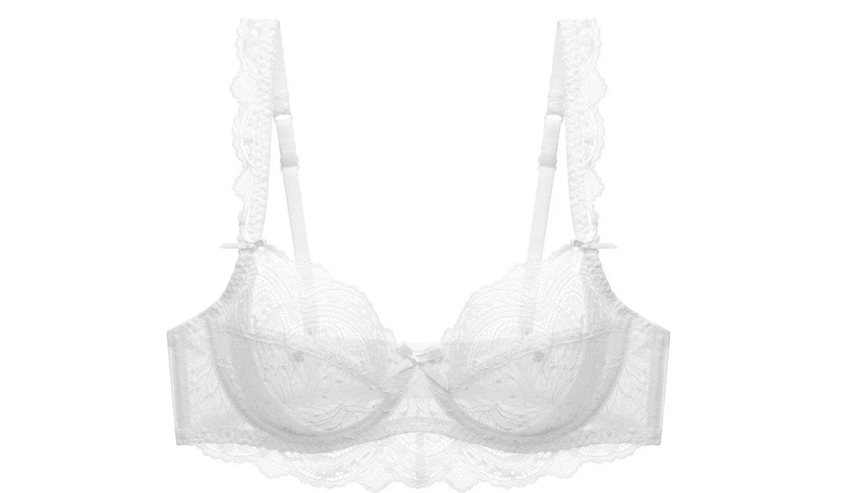 MOYISU Pure Desire Lace Bra Set Women Sexy Anti-Sag Push Up Bralette Sheer Underwear for Big/Small Chest Comfort Support