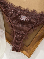 Ladies' Basic Style Thin Lace Bra And Panty Set Seamless Single Layer Eyelet Underwear Comfortable Intimate Apparel