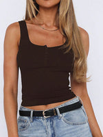 Phantasy Y2K Women's Tank Top Fashion Tees Basic Strapless U Neck Camisole Sexy Button Up Tanks 2026 New Summer Women Clothing