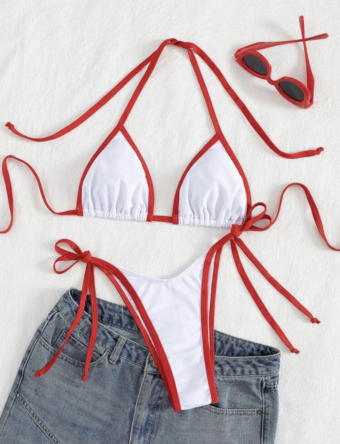 DEKA Triangle Beach Style Lace-up Swimsuit Women Sexy Halter Swimwear Solid Thong Female Bikini Set Bathing Suit Bikini Mujer