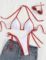 DEKA Triangle Beach Style Lace-up Swimsuit Women Sexy Halter Swimwear Solid Thong Female Bikini Set Bathing Suit Bikini Mujer