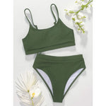 New Spiral Pit Strip U-Shaped High-Waisted Bikini Sexy Swimsuit Swimsuit Women Lightweight Fashion Classic Versatile Simple
