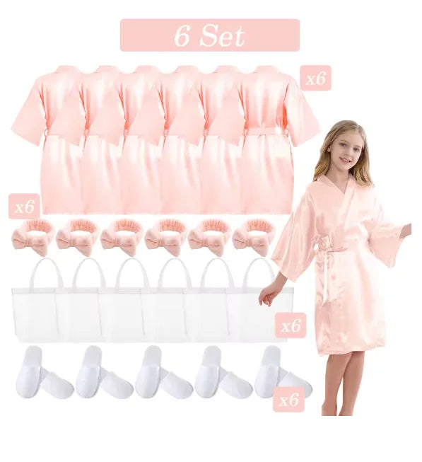 6-15 Set Muti Colors Spa Party Robe for Girls Kids Birthday Party Supplies Favors Spa Day Robes Gowns Sleepover Pyjama Party
