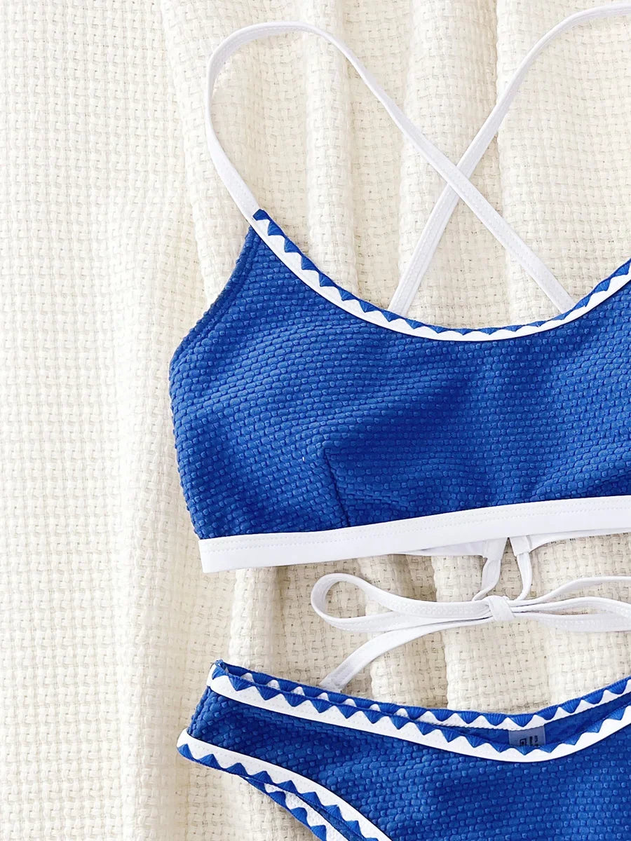 Cross Back Brazilian Bikinis 2025 Bandeau Bikini Female Swimsuit Women Swimwear Two-pieces Bikini Set Bathing Suit Swim Lady