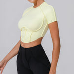 No Padded Women Yoga Sport T Shirts Fitness Clothes Short Sleeve Yoga Shirt Gym Top Running Active Wear Sport Tops