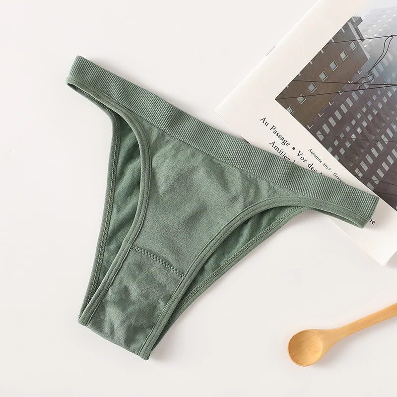 10Pcs/Set Women Seamless Panties Ribbed Underwear Sexy Lingerie High Leg Cut Female Sports Underpants Femme Thongs
