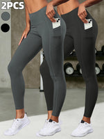 1/2 Pcs Super Soft Sports Leggings With Pockets For Women High Waisted Workout Yoga Running Push Up Fitness Tight Pants Women's