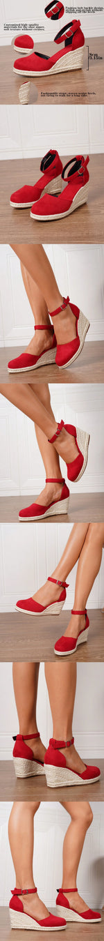 2025 Comfy Walk Big Size 43 Summer Bohemian Platform Espadrilles Sandals Women Ankle Strap Sandals High Heels Wedges Shoes Woman