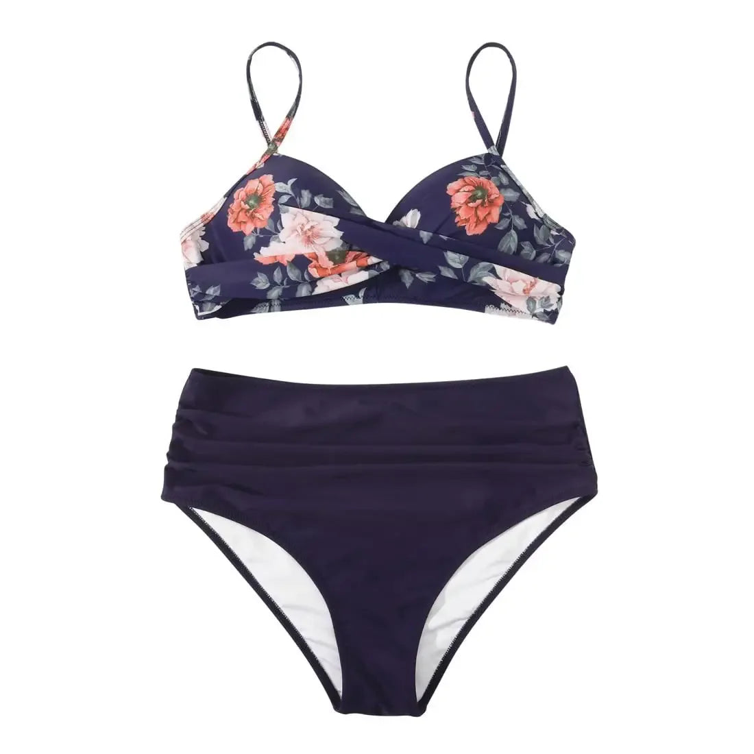 Push Up Bikini Leopard Swimsuit Women Sexy Solid Swimwear Female Floral Bathing Suit Ruched Beachwear XL High Waist Bikini 2026