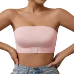 Women Strapless Bra Casual Front Closure Bra Non-Slip Wireless Bandeau Bra Lady Seamless Padded Tube Top Bralette Lady Underwear