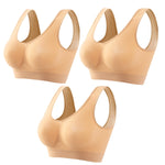 3Pcs/Set Women Seamless Knit Tank Sports Bra Solid Color Bralette Top Wide Strap Integrated Lining Without Pads Lingerie S-5XL