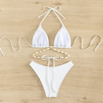 Sexy White Shell String Halter Triangle Bikini Set Women Swimwear Micro Thong Swimsuit Bathing Suit Mini Bikinis 2026 Mujer Swim