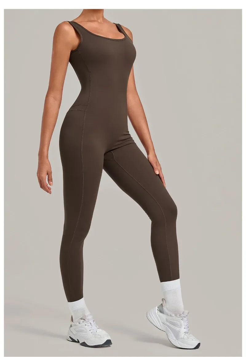 Women's Seamless Yoga Jumpsuits Fitness Sports Hip-lifting Beauty Back Sleeveless One-Piece Training Workout Running Bodysuits