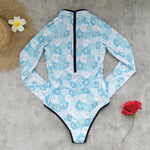 2026 Print One Piece Swimsuit Long Sleeve Swimwear Women Bathing Suit Vintage Zipper Swimsuit One Piece Surfing Swim Wear