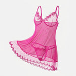 Sweetheart Limited Edition Pink Hearted Sleeping Dress Set-Lightweight sheer embroidered halter dress for sex home wear ZA825181