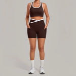 Women's Seamless Yoga Sets Sports Fitness High Waist Hip-lifting Shorts Back Beauty Sleeveless Suits Gym Training Workout Sets