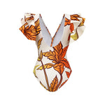 2024 Women Swimwear 2PC Cover-up Swimsuit Ruffle Solid Printed Deep V One-piece Monokini Kimono Bikini Suit Summer Beachwear