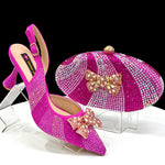 DoershowAfrican fashion Italian Shoes And Bag Sets For Evening Party With Stones coffee Italian Handbags Match Bags! Ho1-1