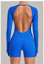 Women's Yoga Jumpsuits Sports Fitness Hip-lifting Long-sleeved Backless Running Training Workout Gym Shorts One-piece Bodysuits