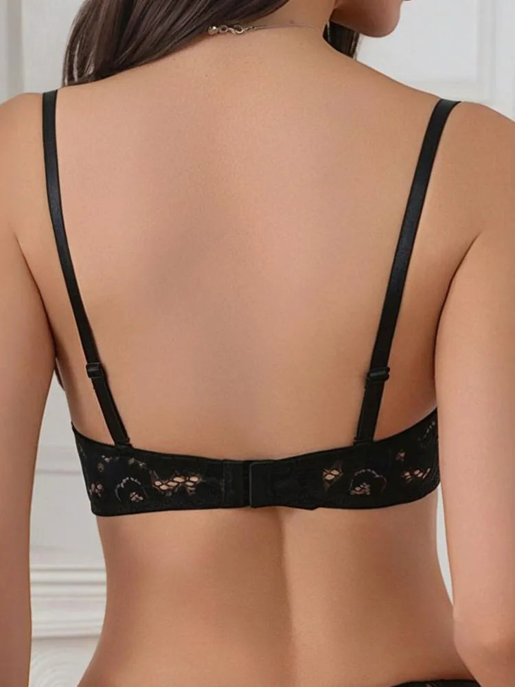Women’s Push Up Lace Bra Comfort Padded Underwire Bra Lift Up Bras Black Super Push Up Bralette