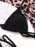 2023 Leopard Print Bikinis 3 Piece Sets Women Sexy Swimwear Female Low Wais Swimsuit Lace Up Micro Bikini Set Beach Bathing Suit
