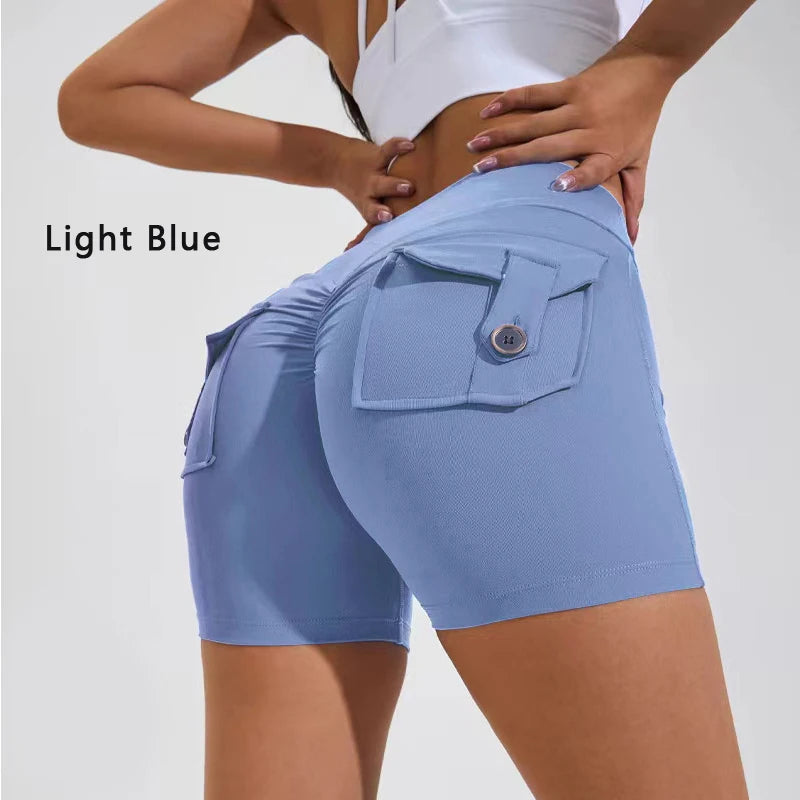 DIAS FIT JOY Tight Women's Shorts Pocket High Waist Lifting Buttocks Quick Drying Yoga Shorts