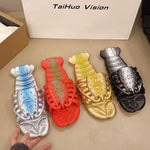 2025 New Metal Color Funny Lobster Slippers For Women Men Summer Shoes Anti-slip Cute Cartoon Couples Indoor Beach Slides