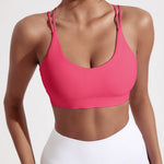 Solid Color High Strength Shockproof Women Fitness Sport Bra Top Soft Tight Cross-Training Jogging Yoga Underwear With Chest Pad
