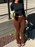 High Waisted Flared Yoga Pants Stretch Fitness Sport Trouser Hip Lifting Quick Dry Wide Leg Pants Comfortable Fashion Sportswear