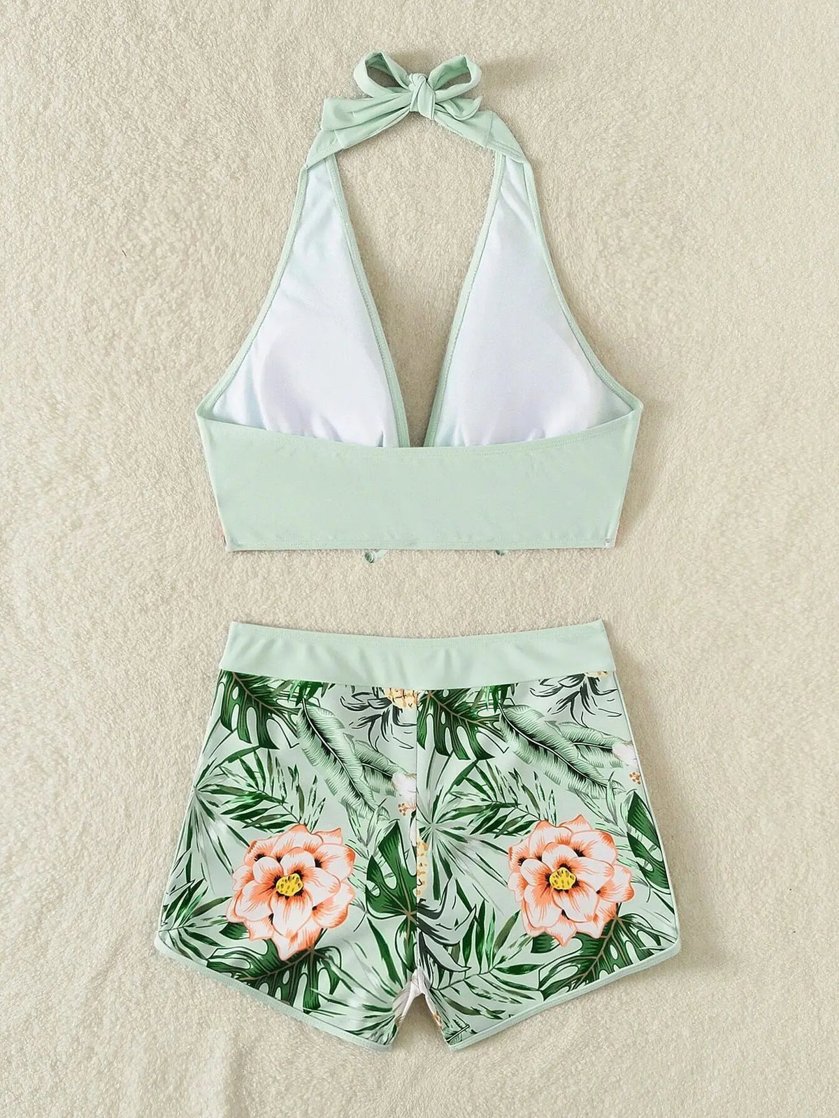2026 Halter Bikini Set Short Swimsuit Women High Waist Swimwear Female Printed Bathers Swimming Bathing Swim Suit Beachwear