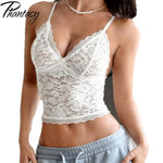 Phantasy Sexy Lace Sleeveless Women's Top Deep V See through Camisole Y2K Streetwear Women's Clothing 2026 Spring Summer Outfit