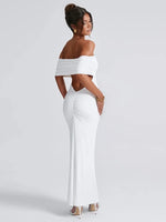 Temperament Slim Strapless Long Dress Women Solid Color Sexy Off-shoulder Backless Package Hip Sleeveless Club Party Dresses