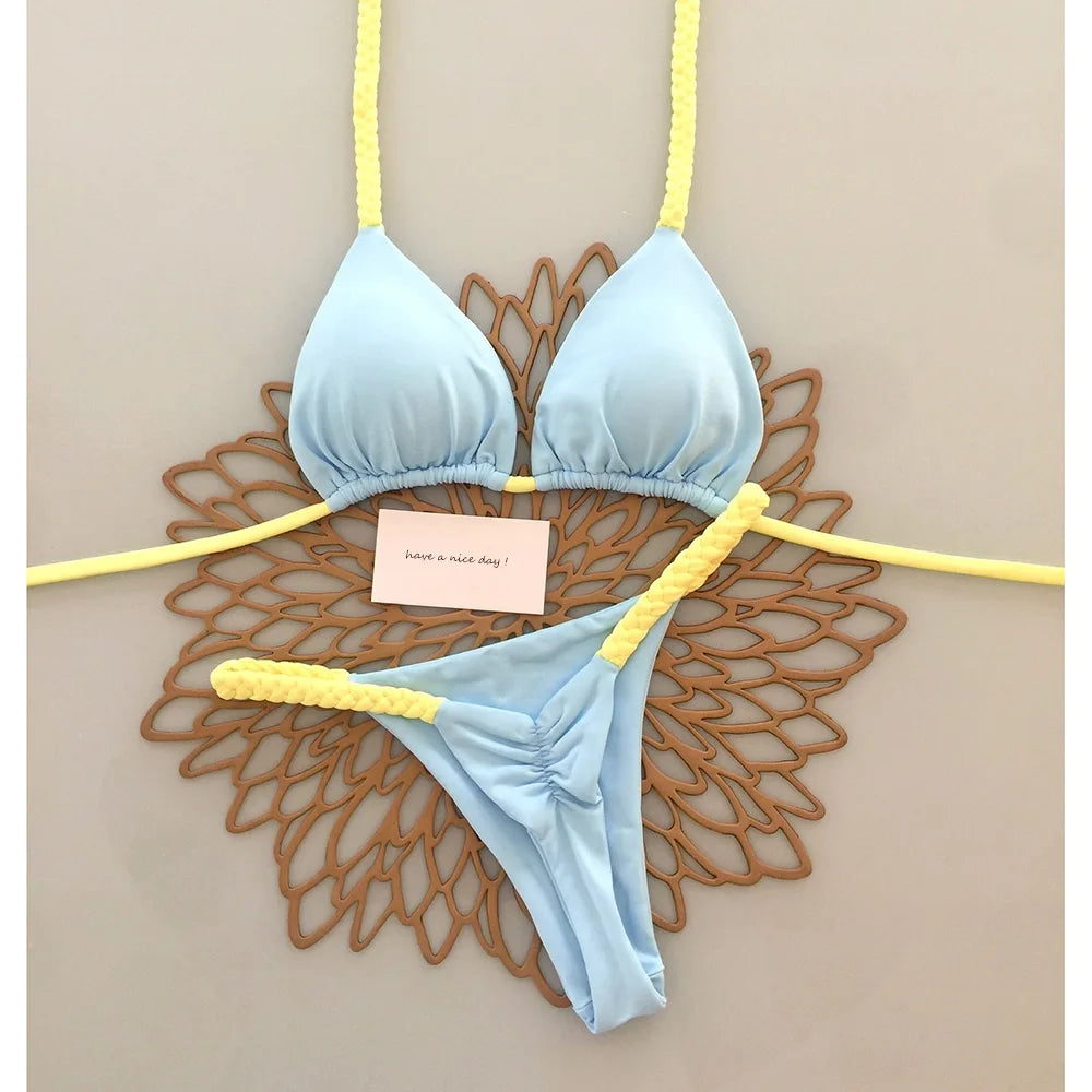 New Micro Bikinis Push Up Women Swimsuits Sexy Swimwear Brazilian Bikini Set Thong Biquini Solid Swimsuit Summer Beachwear