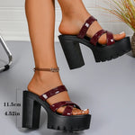 Street Cross Strap Pu Leather Slippers Women Fashion Slip On Thick Sole Sandals Woman Summer New Open Toe Wedding Slides Female