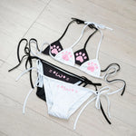 Japanese Kawaii Cat Paw Micro Bikini Set for Girl Women Bathing Suit Bandage Backless Mini Swimsuit Underwear Lingerie