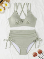 2026 Strappy Triangle Bikinis Women Sexy Swimwear Female High Waist Swimsuit Solid Bathers Bathing Swimming Swim Suit Beachwear