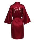 Wedding Party Team Bride Robe With Black Letters Kimono Satin Pajamas Bridesmaid Bathrobe SP001