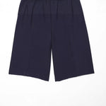 Women's Layered Decorative Waist Casual Shorts Navy Blue Waist Drawstring Wide Leg Knee Shorts Casual Culottes For Women TSP2
