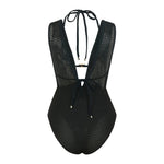 S - XL Deep V Neck Knit Fish Net Mesh Women Swimwear One Piece Swimsuit Female Monokini Backless Bather Bathing Suit Swim V7832