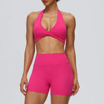STOUREG Women's Yoga Shorts Set Sports Bra High Waist Tight Gym Running Workout 2 Piece Quick Dry Fitness Activewear